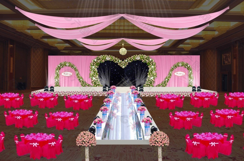 粉色婚礼婚礼庆典舞台设计